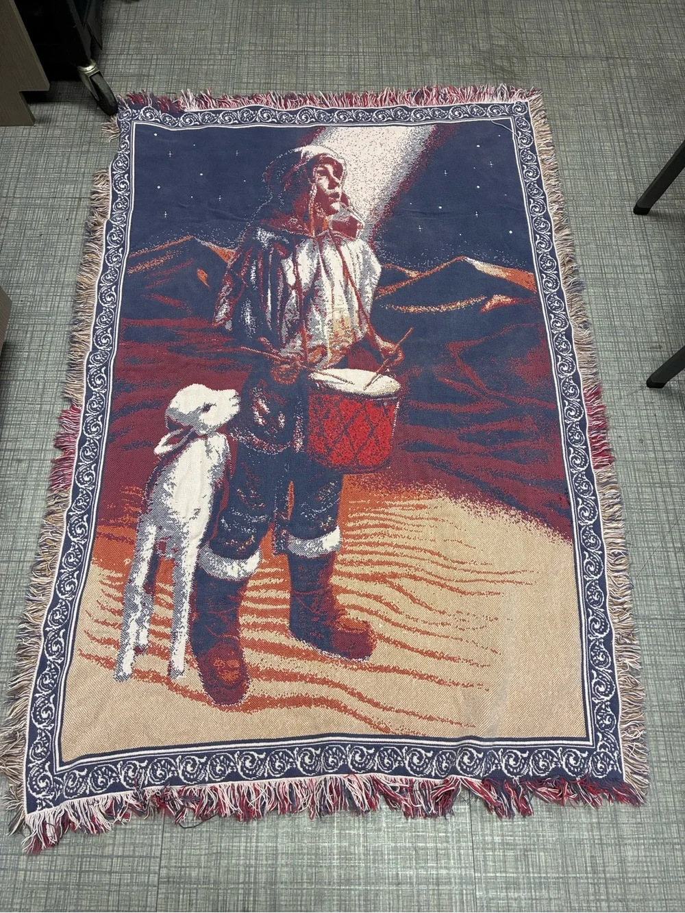 Holiday drummer boy vintage Woven Throw Blanket